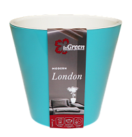 Кашпо Лондон 330мм 16л голубой Жасмин с вставкой белой на колесиках ING6207/4шт/ПР